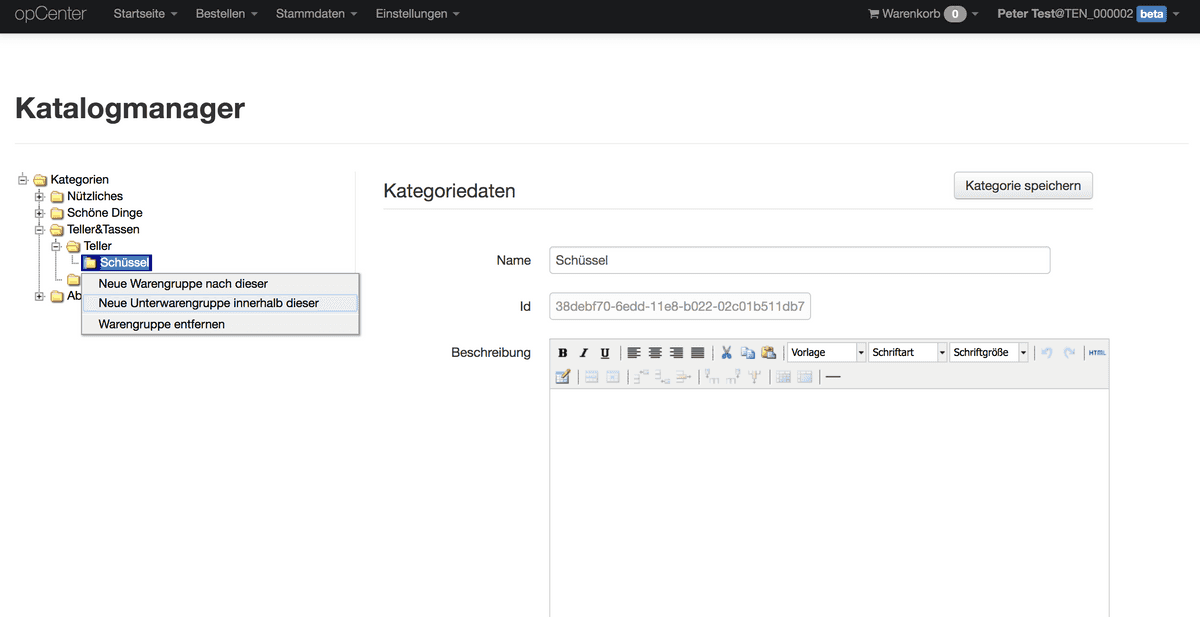 warengruppen editor